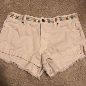 Free People White Belt Jean Shorts